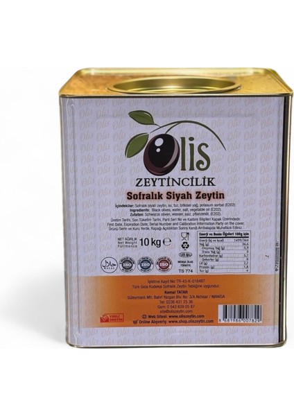 Siyah Zeytin Süzme Ağırlık 10 kg S. 291320 Kalibre Teneke