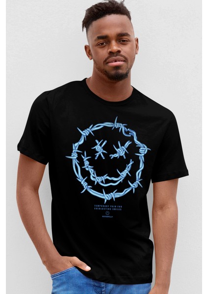 Dikenli Yüz Siyah Erkek Tişört