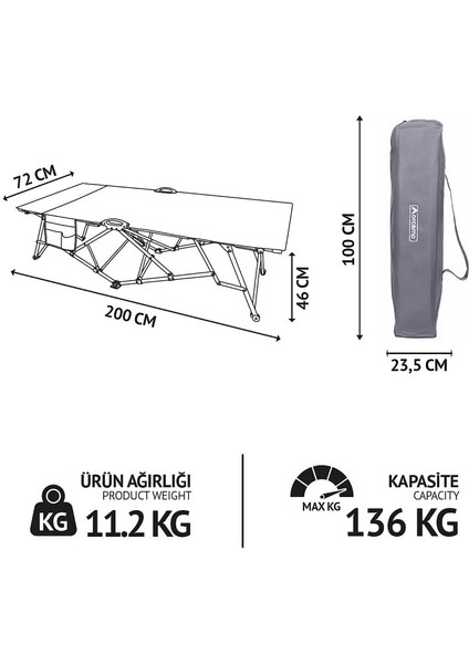 Katlanabilir Taşıma Çantalı Cepli Kampet Letto OUT-2361