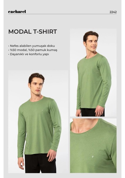Erkek %50 Modal, %50 Pamuk Bisiklet Yaka Uzunkol T-Shirt fiyatları