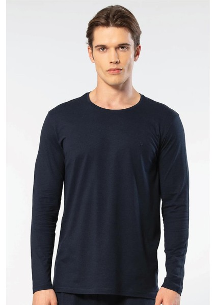 Erkek %50 Modal, %50 Pamuk Bisiklet Yaka Uzunkol T-Shirt