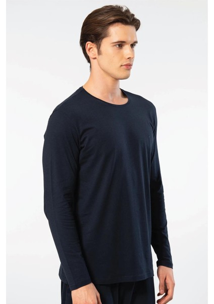 Erkek %50 Modal, %50 Pamuk Bisiklet Yaka Uzunkol T-Shirt modelleri