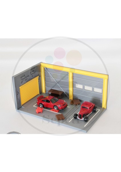 1:64 Mini Garaj Garage Diorama Diecast Model 2 (Araç Hariçtir.)