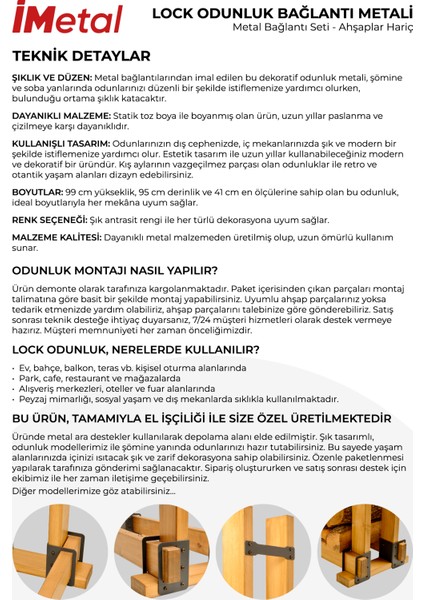 İmetal LUCK ODUNLUK Bağlantı Metali Metal Bağlantı Seti - Ahşaplar Hariç modelleri