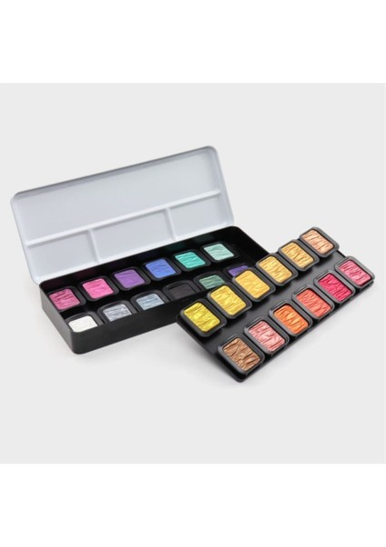 Metalik Yaldız Tablet Sulu Boya Seti 24 Renk F2400