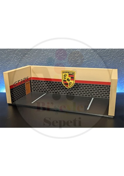 1:64 Porsche Diorama Garaj Parking Diecast - Araç Dahil Değildir.