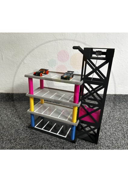 1:64 Modular Parking Tower Diorama Asansörlü Katlı Otopark Kule Diecast