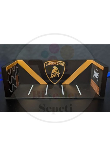 1:64 Lamborghini Diorama Garaj Parking Diecast - Araç Dahil Değildir.