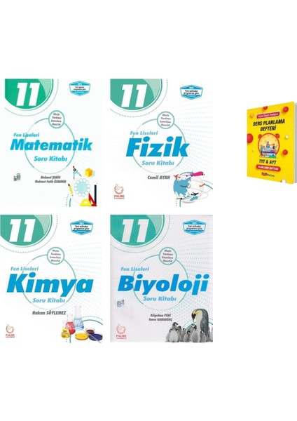 11. Sınıf Fen Lisesi Matematik – Fizik - Kimya ve Biyoloji 4'lü Set Soru Kitabı - Planlama Defteri