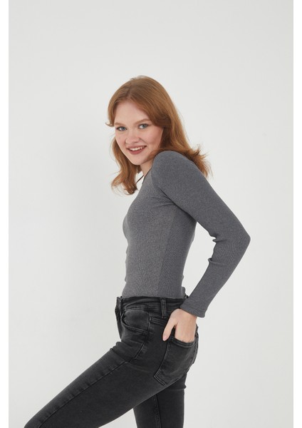 Kadın 3'lü Bisiklet Yaka Uzun Kollu Fitilli Bluz Set indirimleri