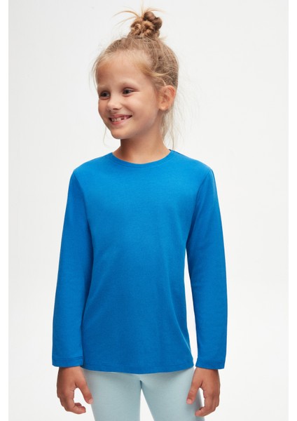 Saks Basic Unisex Çocuk Mevsimlik Sıfır Yaka Uzun Kollu Tişört fiyatları
