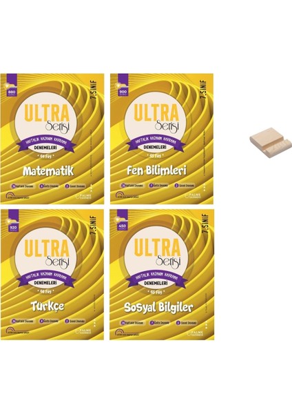 7. Sınıf Ultra Matematik Fen Türkçe ve Sosyal Bilgiler Haftalık Denemeleri 4'lü Set - Telefon Tutucu