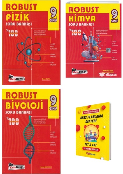 9. Sınıf Robust Fizik Kimya ve Biyoloji Soru Bankası 3lü Set + Planlama Defteri