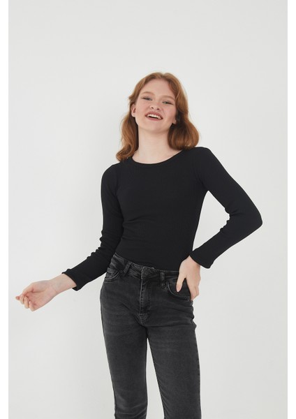 Kadın 3'lü Bisiklet Yaka Uzun Kollu Fitilli Bluz Set fiyatları