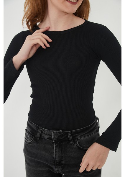 Kadın 3'lü Bisiklet Yaka Uzun Kollu Fitilli Bluz Set indirimleri