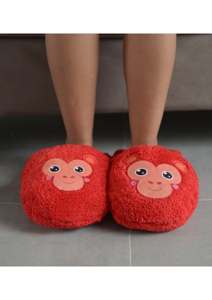 Sevimli Hayvan Desenli Salaş Boyut Pelüş Terlik