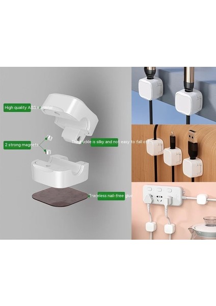Tüm Yüzeylere Uyumlu 6'lı Set Kablo Düzenleyici Kablo Tutucu - 6 Adet