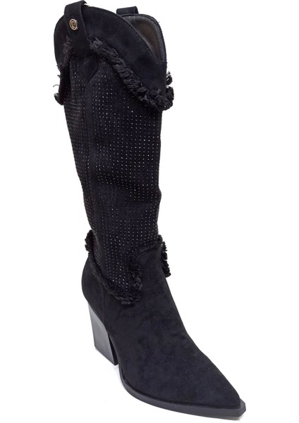 Pierre Cardin Siyah Western Kadın Çizme Bot Ayakkabı