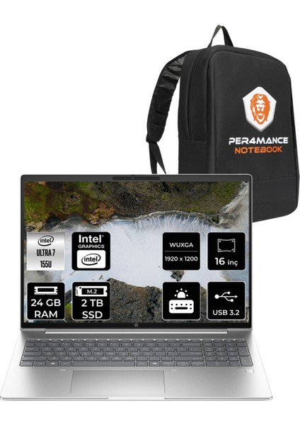 Probook 460 Intel Core Ultra 7 155U 24GB 2tb SSD 16'' Fhd+ Fdos Taşınabilir Bilgisayar & Per4 Çanta A23BCEAPN314