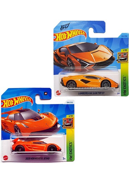 2 Araç Hot Wheels Set - 2020 Koenigsegg Jesko & Lamborghini Sian Fkp 37 (1/64) Turuncu