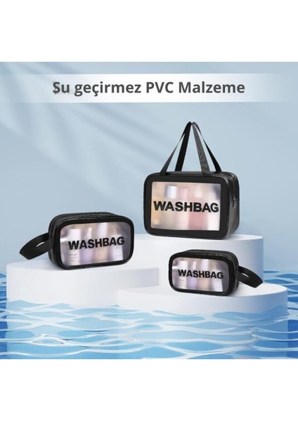 3 Boy Su Geçirmez Kişisel Bakım Seyahat Çantası Kozmetik Çantası Makyaj Çantası Plaj Çantası