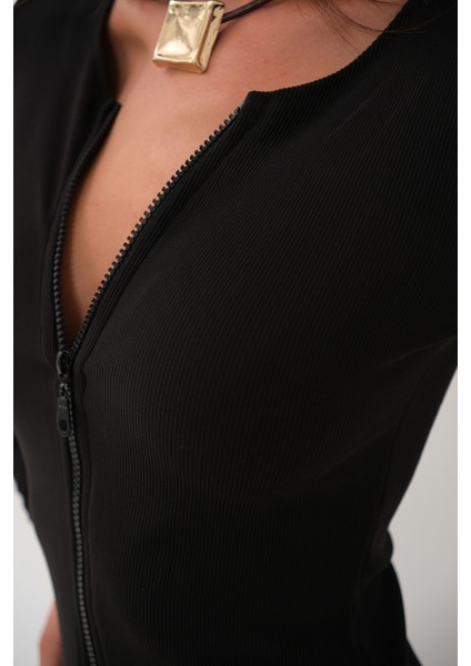 Fermuar Detay Şort Siyah Tulum indirimleri