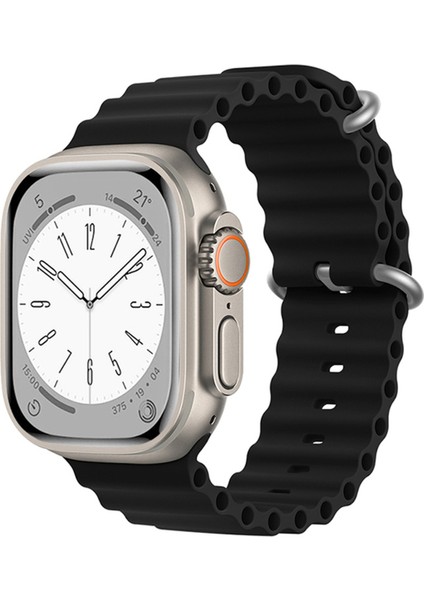 Apple Watch 10 Series 46MM ile Uyumlu Oluklu Ocean Silikon Kordon Kayış - FC007