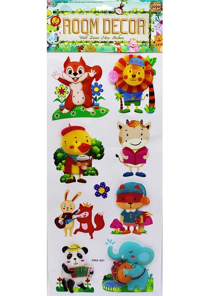 Şirin Hayvan Figürlü Duvar Sticker Mix 8d 8-9 Parça (4767) - FEİ2370-9450