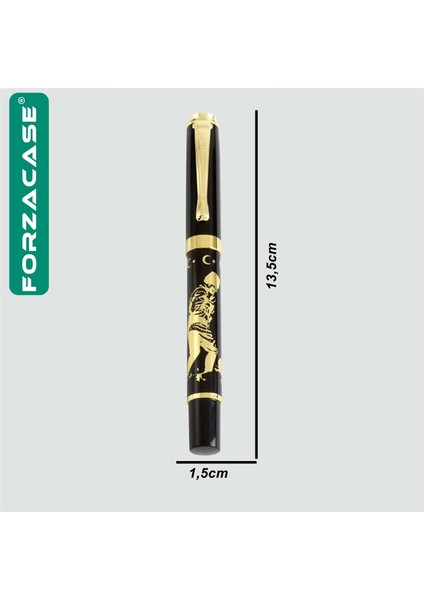 Atatürk Işlemeli Kutulu Metal Roller Kalem Siyah Gold - FC761 indirimleri
