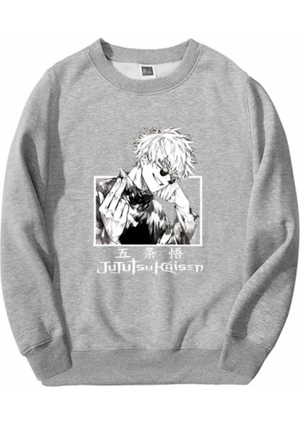 Özel Tasarım Bisiklet Yaka Jujutsu Kaisen Baskılı Japon Stil Erkek Çocuk Sweatshırt