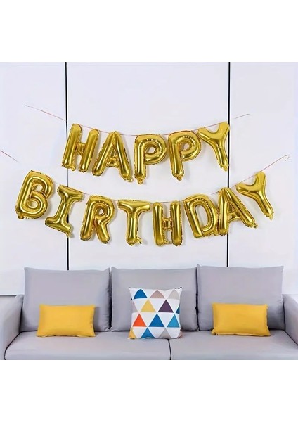 1 Set 40.64 cm Altın Doğum Günü Folyo Balonları Happy Birthday Yazılı fırsatları