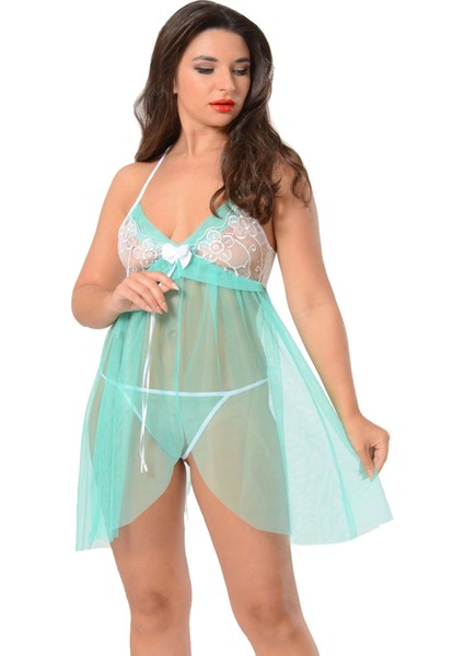 Yeşil Dantel Gecelik - 652