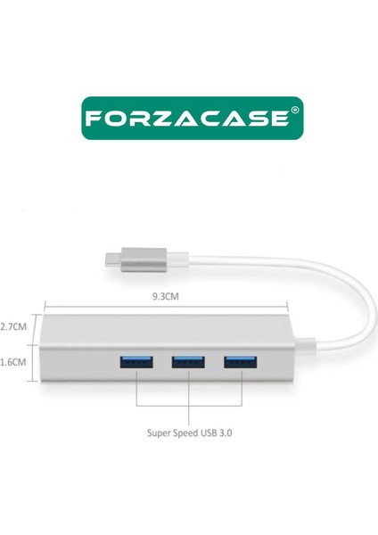 Notebook Macbook Için Type-C Ethernet 3 Port USB 3.0 Çevirici Hub Adaptör - FC823 indirimleri