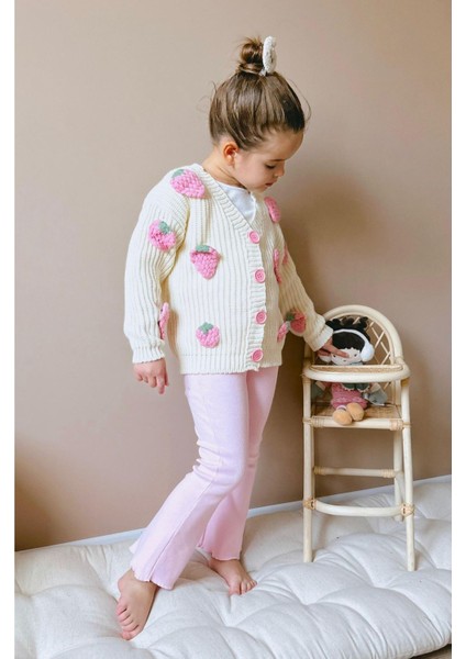 Çilek Işleme Detaylı Triko Hırkalı 2 Li Takım modelleri