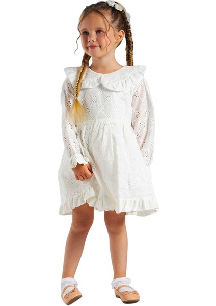 Dantel Bebe Yaka Uzun Kollu Kız Bebek Elbisesi fırsatları