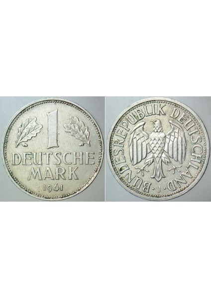 Almanya 1 Mark 1961 J= Hamburg Darbı. Az Çıkan Tarih ve Harf. Katalog Değeri 75 Amerikan Doları.