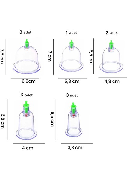 Büyük Boy 7 cm Hacamat Kupası x 100 Adet + 1 Adet Vakum Pompası Hediyeli
