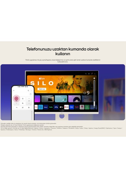 Webos Akıllı Tv Wi-Fi Apple-Android Bağlantı IPS 1920X1080 Fulhd 32 Inç 80 Ekran Smart Monitör Tv+ Logitech Kablosuz Klavye + Hareketli Duvar Montaj Aparatı