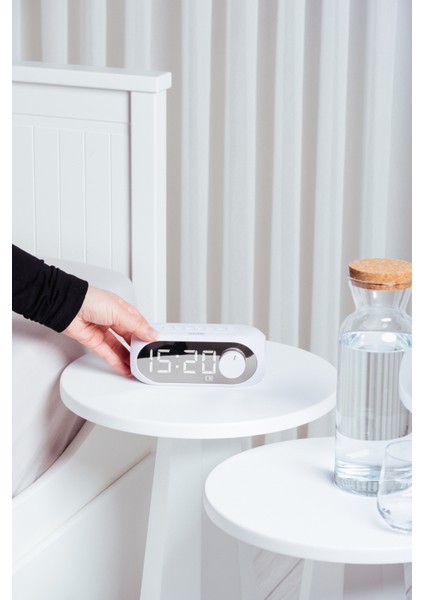 As-W6 1200MAH 5W Beyaz Bluetooth-Aux-Derece-Usb Double Alarmlı Saat Speaker
