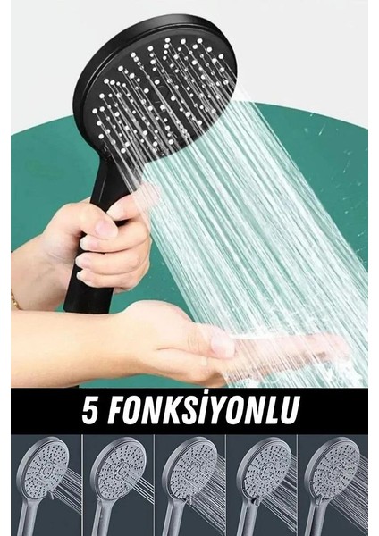 Siyah 5 Fonksiyonlu Ayarlanabilir Dayanıklı Banyo Duş Takımı Pvc Dayanıklı Hortum fiyatları