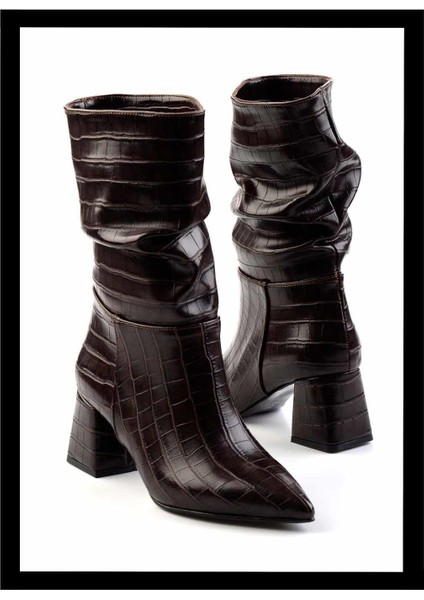 Kahve Kroko Kadın Bot & Bootie K02992152011