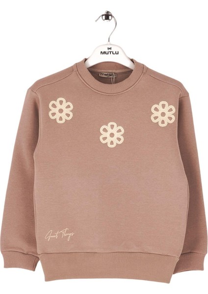 Çiçek İşlemeli Kız Çocuk Sweatshirt