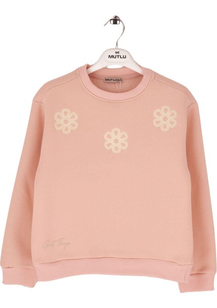 Çiçek İşlemeli Kız Çocuk Sweatshirt