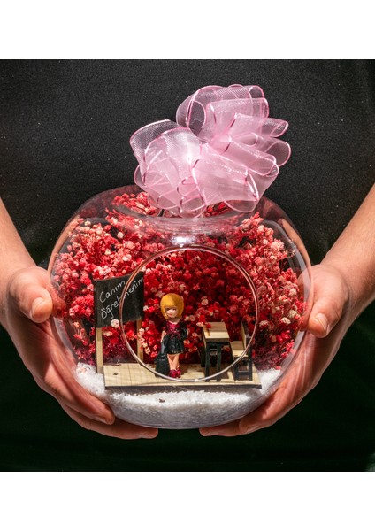 Teraryum Sınıfta Canım Öğretmenim - Pembe - Sarışın Bordo Elbiseli 1