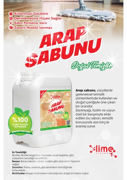Arap Sabunu Derinlemesine Doğal Temizlik 5 Litre