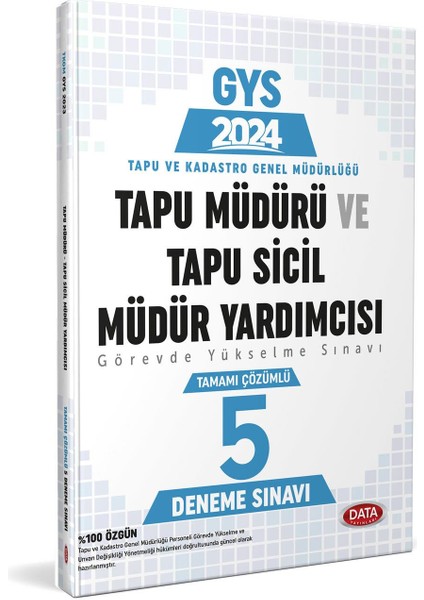 2024 GYS Tapu Kadastro Tapu Müdürü ve Tapu Sicil Müdür Yardımcısı 5 Deneme