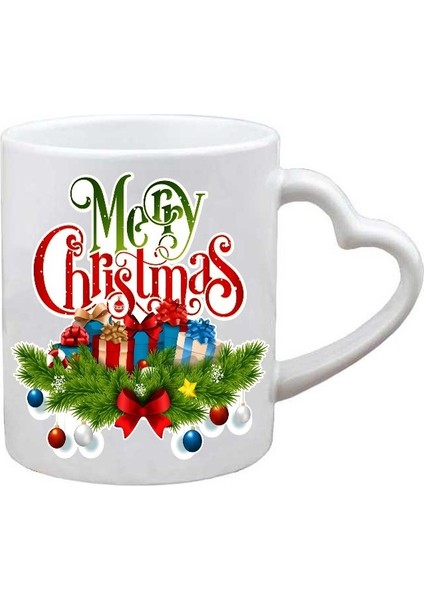 Kişiye Özel Yılbaşı Ağacı Merry Christmas Yeni Yıl Kalp Kupa Bardak
