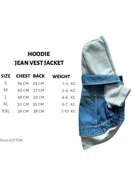 Köpek Jean Kot Ceket Gri Kapşonlu Sweat Sweatshirt