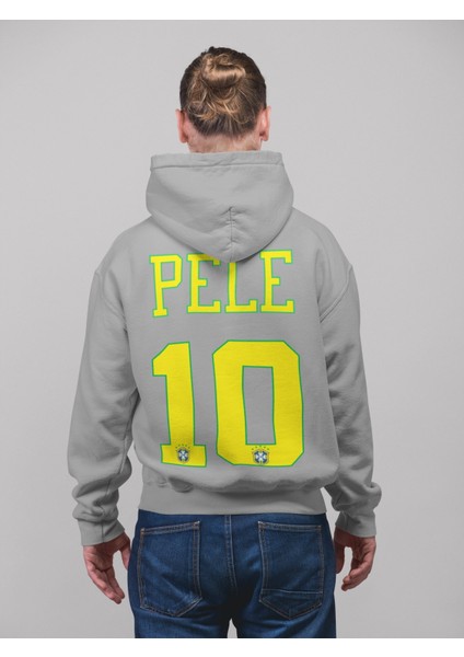 Pele Milli Takım Forma Baskılı Unisex Kapüşonlu Fermuarlı Ceket Sweatshirt