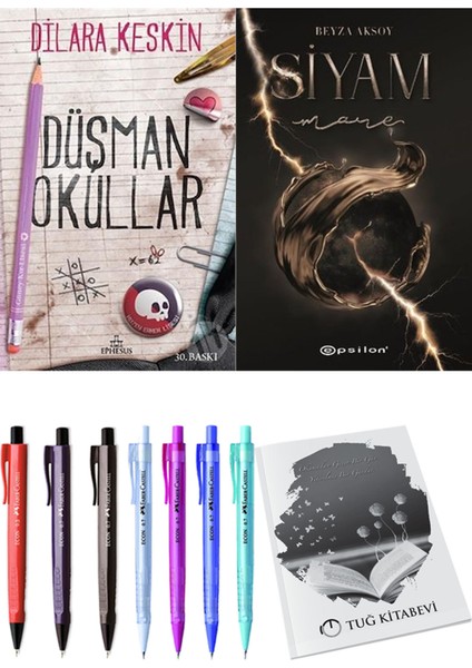 Siyam 4 Mare ve Ephesus Yayınları Düşman Okullar 1 Dilara Keskin 2'li Set + Hediyeli